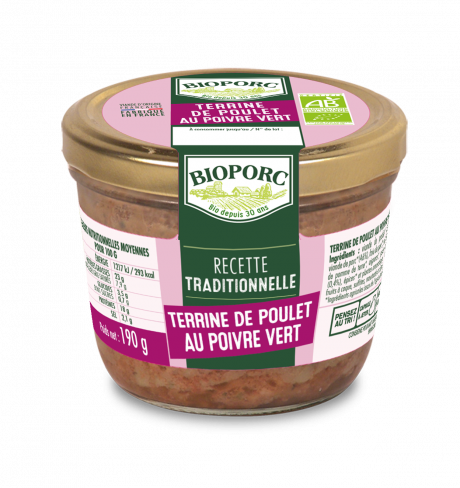 Terrine de poulet au poivre vert