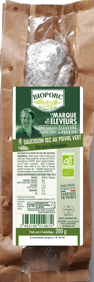 Saucisson sec au poivre vert