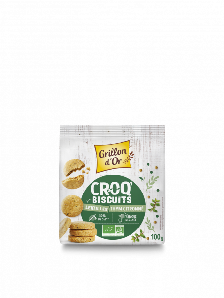 Croq' biscuits lentilles thym citronne 100g GO AB