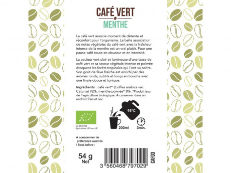Cafe vert menthe en sachets 