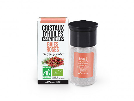 Cristaux d'huiles essentielles baies roses