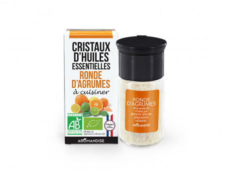 Cristaux d'huiles essentielles ronde d'agrumes Aromandise