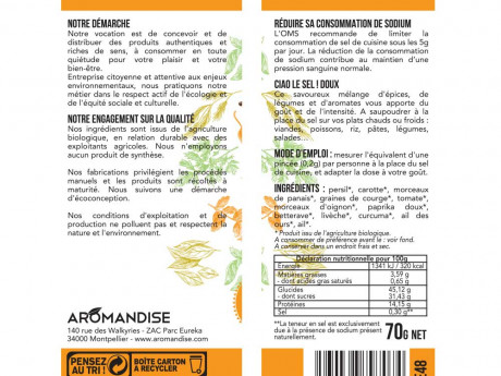 Substitut de sel ciao le sel ! doux Aromandise