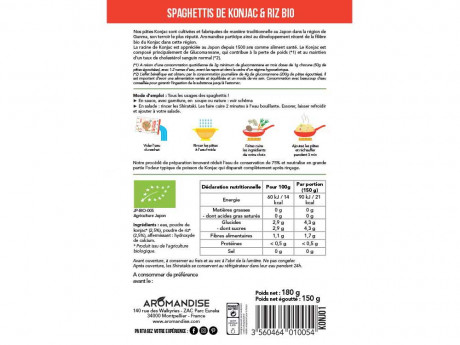 Spaghettis de konjac et riz
(ou shirataki) 