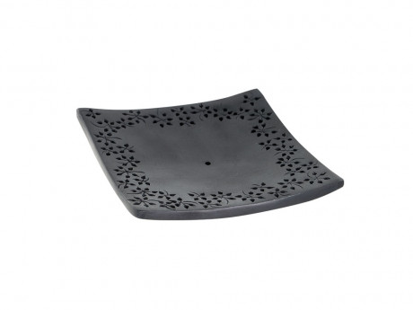 Porte-encens kare fleurs noir Aromandise