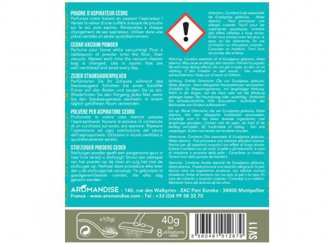 Poudre d'aspirateur cedre Aromandise