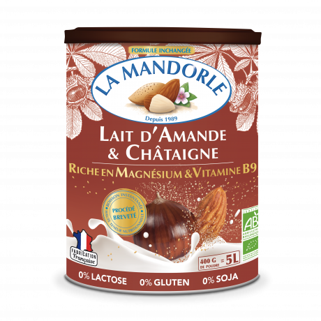 Lait d'Amande & Châtaigne riche en Magnésium et Vitamine B9