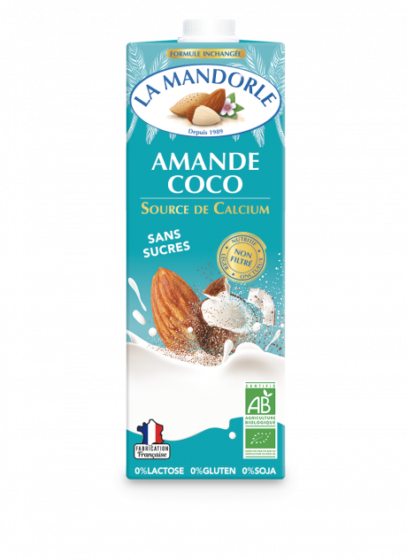Lait d'Amande sans sucres source de protéines et Calcium
