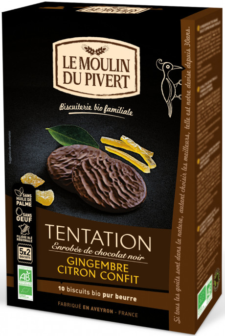 Tentation Citron Gingembre enrobé de chocolat noir