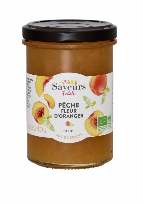 Délice 50% fruits - Pêche Fleur d'oranger bio 240g