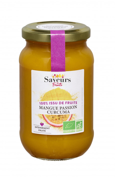 Préparation aux Fruits 100% issue de fruits - Mangue Passion Curcuma bio 310g
