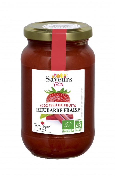 Préparation aux Fruits 100% issue de fruits - Rhubarbe Fraise bio 310g