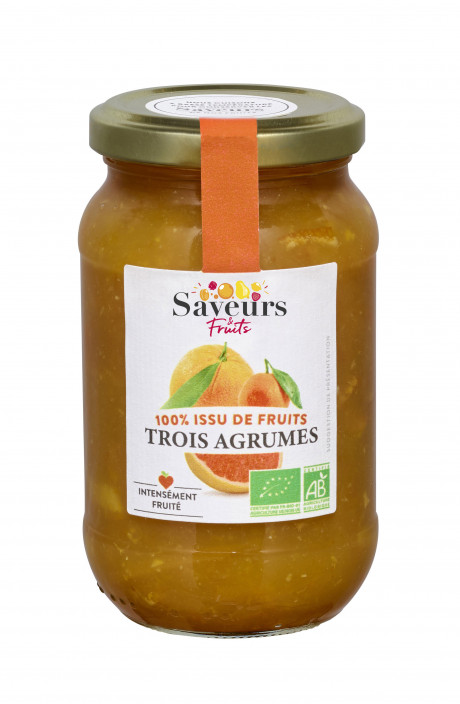 Préparation aux Fruits 100% issue de fruits - Trois Agrumes bio (Pamplemousse, Orange, Mandarine) 310g