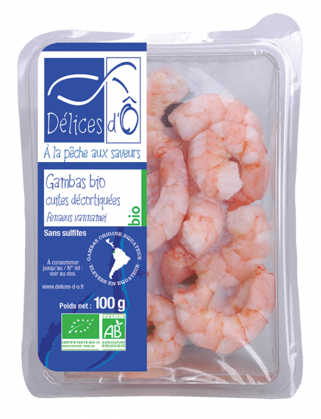 Gambas cuites décortiquées, origine Equateur