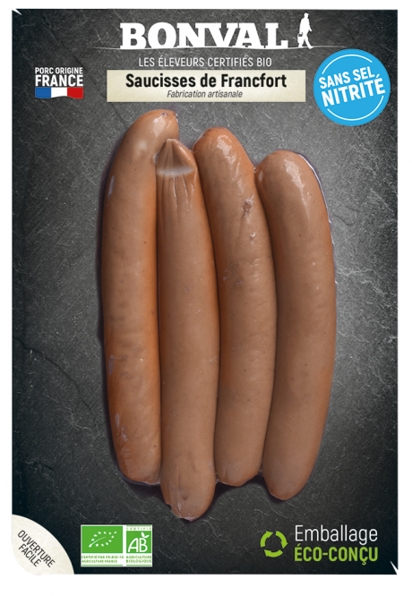 Saucisses de Francfort sans sel nitrité x 4