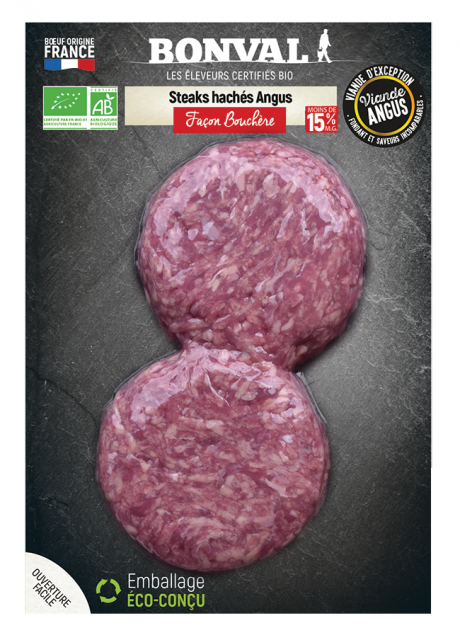 Steak haché pur boeuf Angus 15 % MG façon bouchère x 2
