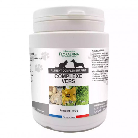 Complexe vers poudre 100g pour animaux 