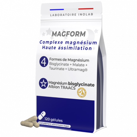 MAGForm, Bisglycinate, Malate, N-Acétyl-Taurinate, liposome de Magnésium - 120 gélules 