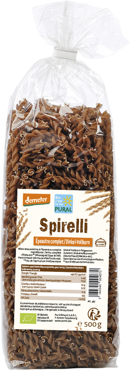 Spirelli à l'épeautre complet, demeter