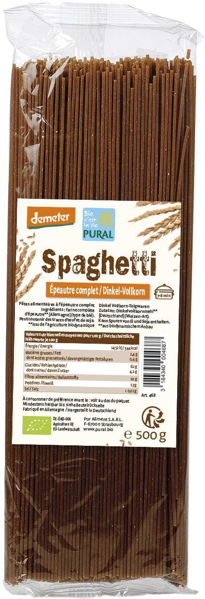 Spaghetti à l'épeautre complet, demeter