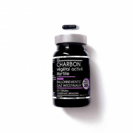 Charbon Vegetal Active + MYRTILLE - 60 gelules VEGAN