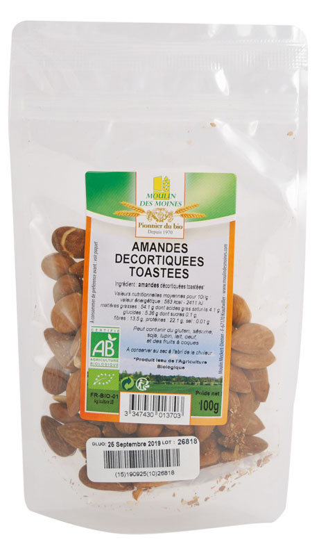 AMANDES DECORTIQUEES TOASTEES 100G AB