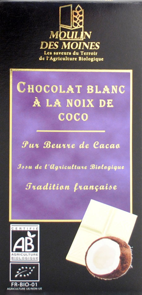 CHOCOLAT BLANC NOIX DE COCO 100G AB