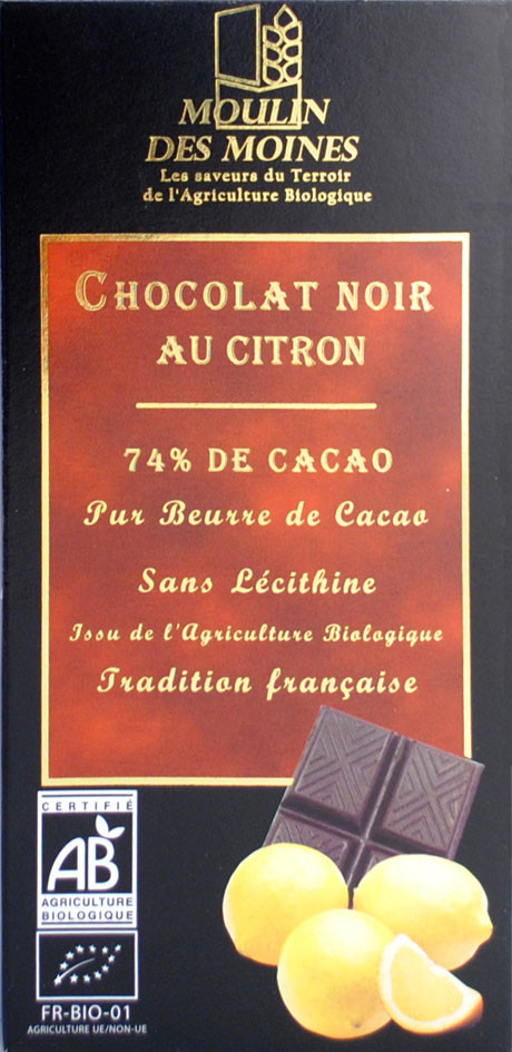 CHOCOLAT NOIR 74% CITRON 100G AB