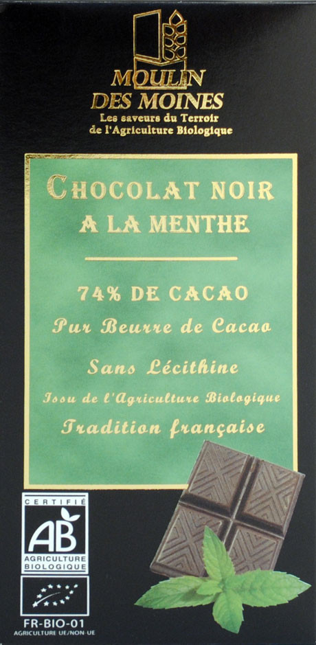 CHOCOLAT NOIR 74% MENTHE 100G AB