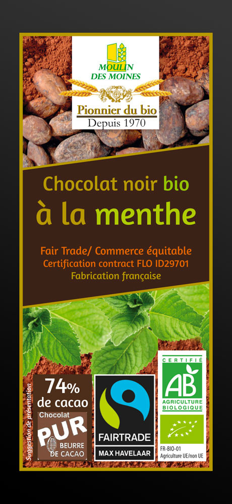 CHOCOLAT NOIR 74% MENTHE EQUITABLE 100G AB