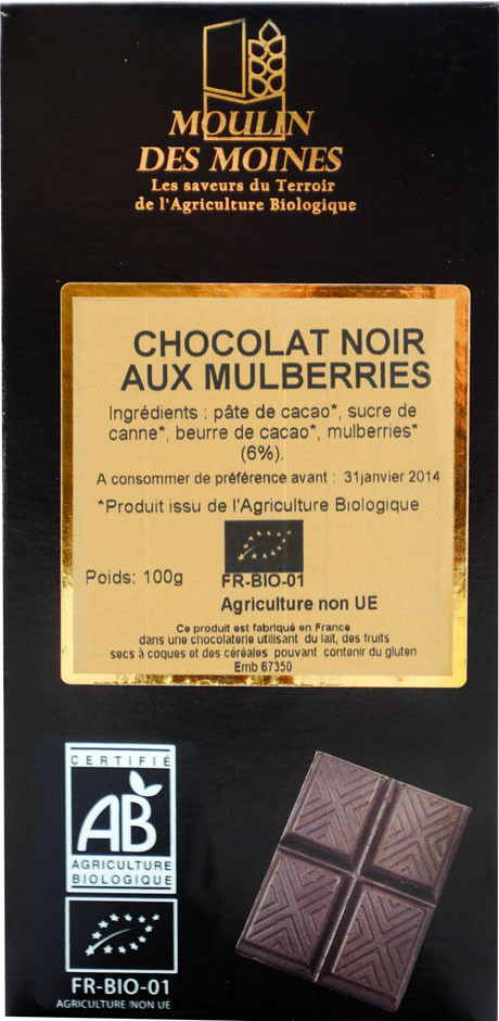 CHOCOLAT NOIR 74% MULBERRIES 100G AB