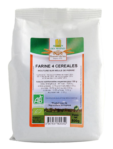 FARINE 4 CEREALES 500G AB