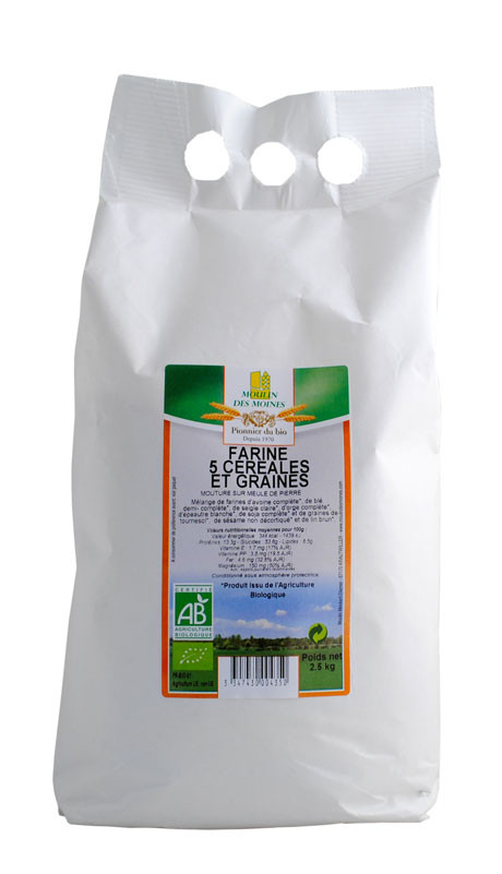 FARINE 5 CEREALES ET GRAINES 2.5KG AB