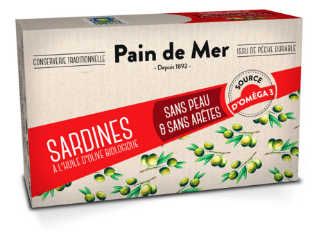 Filets de sardines sans peau ni arêtes à l'huile d'olive biologique