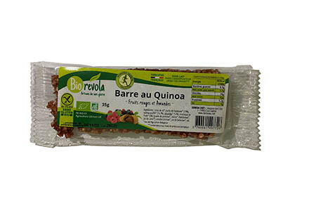 Barre au quinoa, fruits rouges et amande